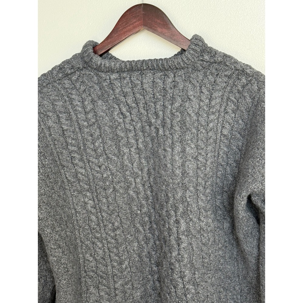 Aran Woollen Mills Merino Wool Cable Knit Sweater Gray Made in Ireland XL - Picture 9 of 12